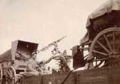 Machine gun of the company of machine gunners 5 in a position to defend against plane on railways in the Vosges - June 19, 1918