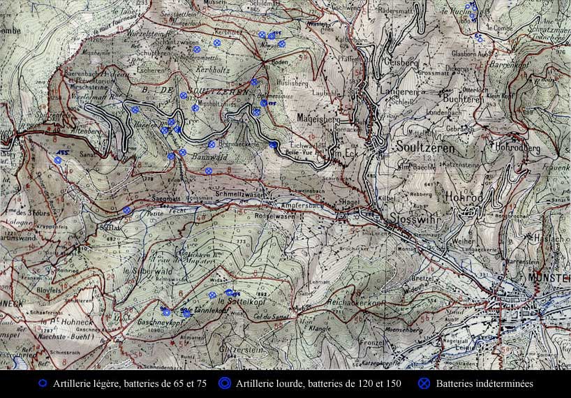 Carte des positions connues de l'artillerie tablie par Daniel ROESS