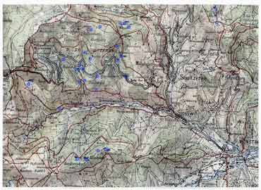 Known positions of artillery, map drawed up by Daniel ROESS