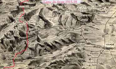 Perspective des lignes de front du Linge 1915 1918